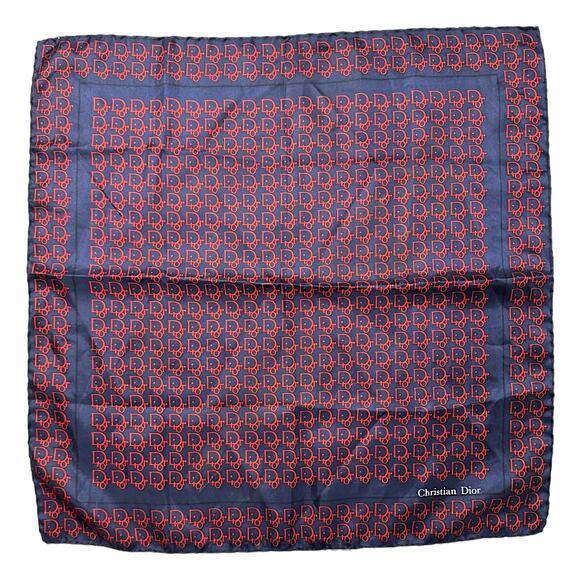 🔴 Christian Dior Trotter Monogram Silk Scarf - Navy Red - Picture 3 of 8